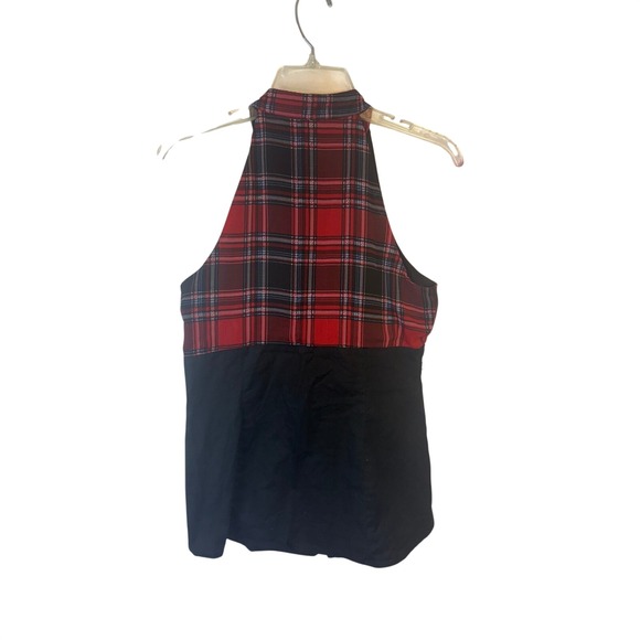 Y2K Vintage Alt Heart Soul Womens Halter Top Plaid Ruffle Belted Black Shirt MD - Picture 2 of 6